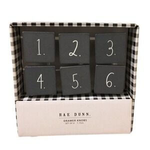 Rae Dunn Numbered Drawer Knobs Set Of 6 Grey & White 1.75 In Decorative Hardware